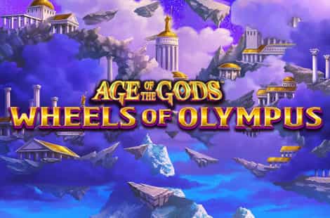 Portada de la tragaperras con bote Age of the Gods: Wheels of Olympus de Playtech.