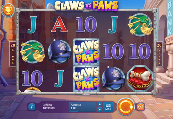 Pantalla principal de la slot Claws vs Paws de Playson.