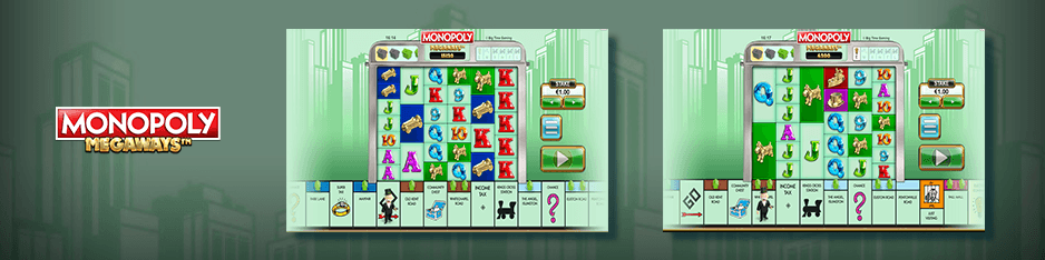 Rodillos y símbolos de pago en la slot Monopoly Megaways