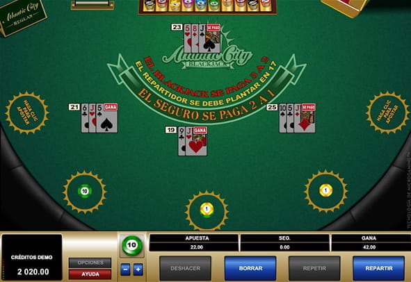 Versión de Blackjack Atlantic City para todos los usuarios.