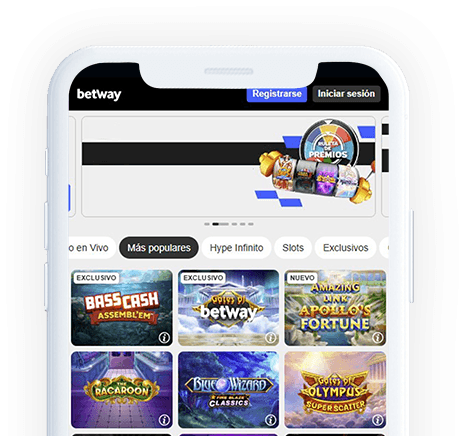 Un móvil con la página web de Betway en la pantalla