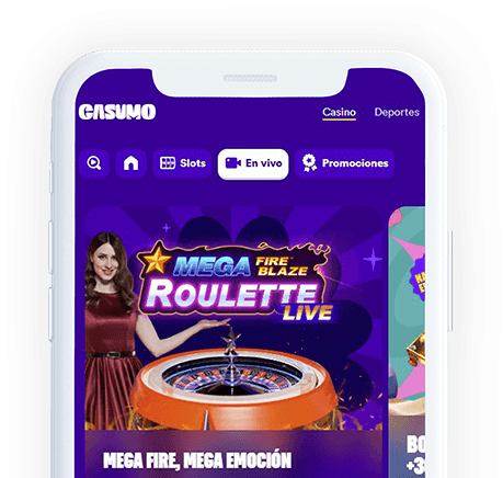 Un móvil con la página web de casino Casumo en la pantalla.