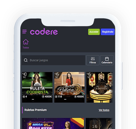Un móvil con la página web de Codere en la pantalla.