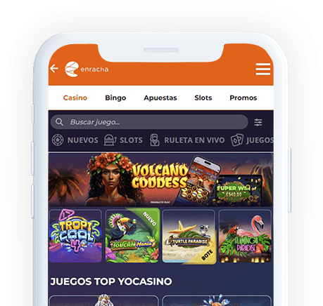 Un móvil con la página web de Enracha en la pantalla.