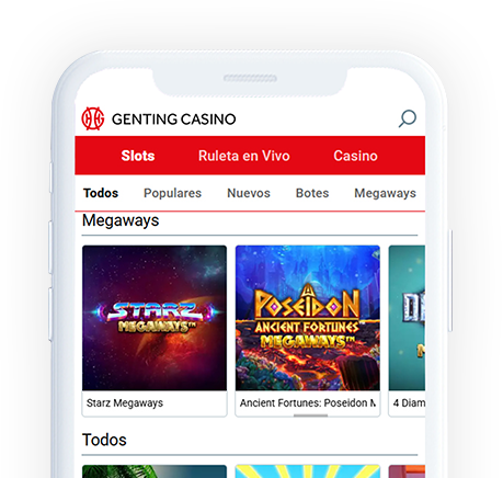 Un móvil con la página web de Genting Casino en la pantalla.