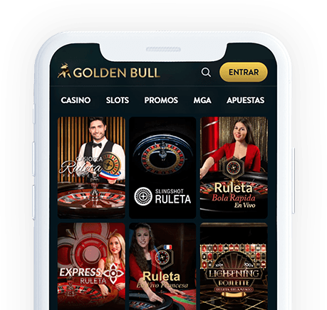 Un móvil con la página web de Golden Bull en la pantalla