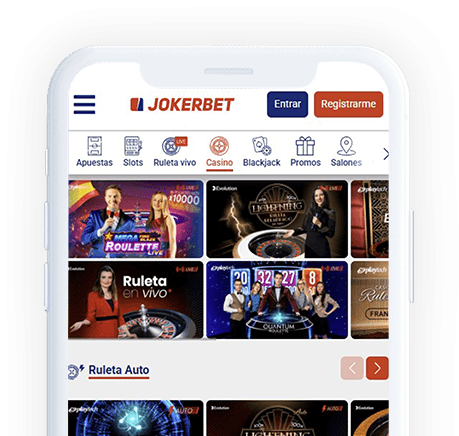Un móvil con la página web de JOKERBET en la pantalla