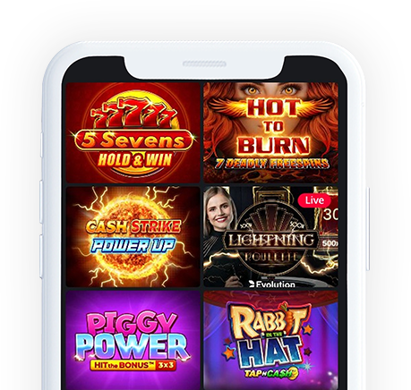 Un móvil  con la página web de OneCasino en la pantalla.