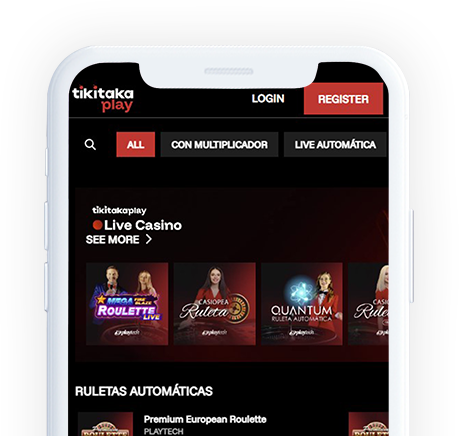 Un móvil con la página web de Tiki Taka Play en la pantalla