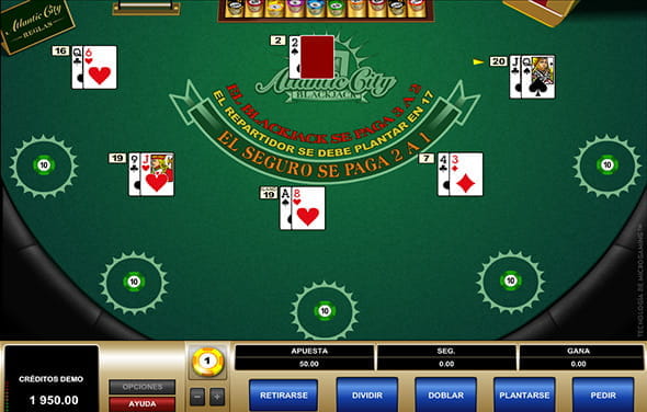 Imagen de una mesa de blackjack Atlantic City del proveedor Microgaming.