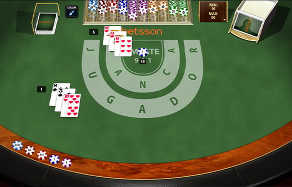 Mesa de baccarat en el casino online Betsson.