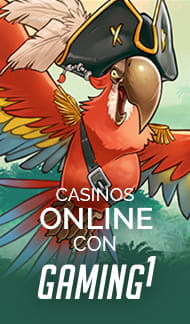 Un loro con un sombrero de pirata y un letrero que lee Casinos Online con Gaming1.