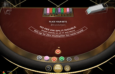 Inicio de partida en una mesa de Firs Person Blackjack