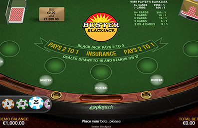 Inicio de partida en una mesa del Buster Blackjack