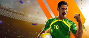 Un jugador de fútbol con la camiseta número 10 festeja un gol.