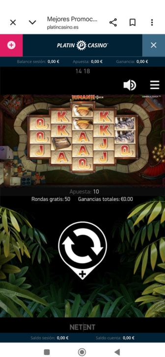 Uso de tiradas gratis en una partida en la slot Jumanji