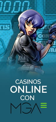 Portada de la slot de MGA Misión Espacial sobre la que se puede leer casinos online con MGA.