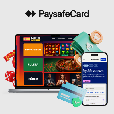 Un portátil y un móvil mostrando pagos con PaysafeCard.
