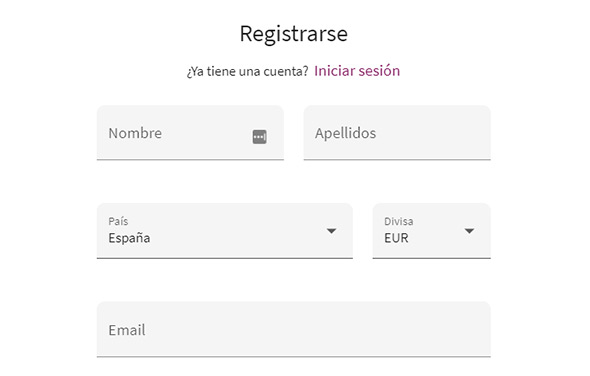 Paso 1 para crear una cuenta de Skrill: registrarse.