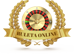 Ruleta dorada rodeada por una corona también dorada y en la parte inferior la inscripción ruleta online.