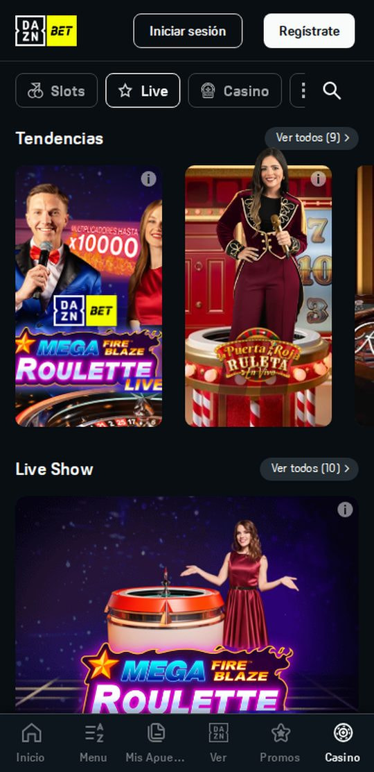 DAZN Bet móvil: casino en vivo