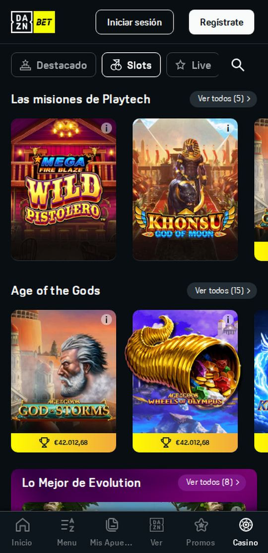 DAZN Bet móvil: slots