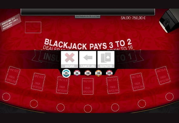 Tablero del juego blackjack Multimano Vip en versión demo para casinos online.