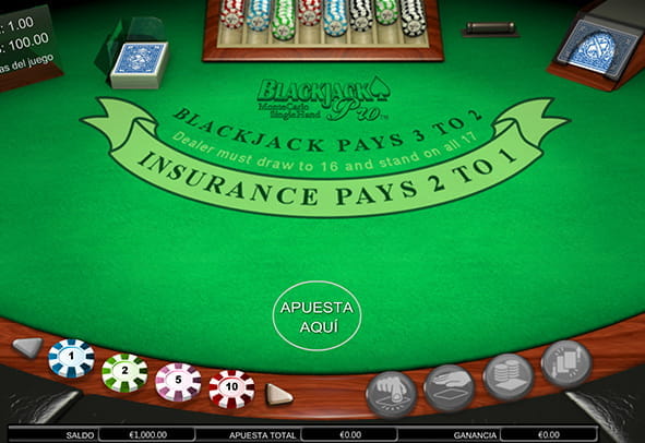 Tablero del juego de blackjack Monte Carlo Single Hand.