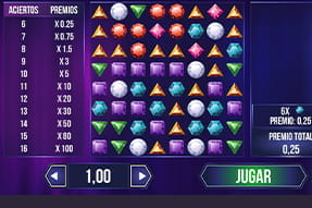 El juego de azar Diamond Ultra Cash en la versión para móvil de Canal Bingo.
