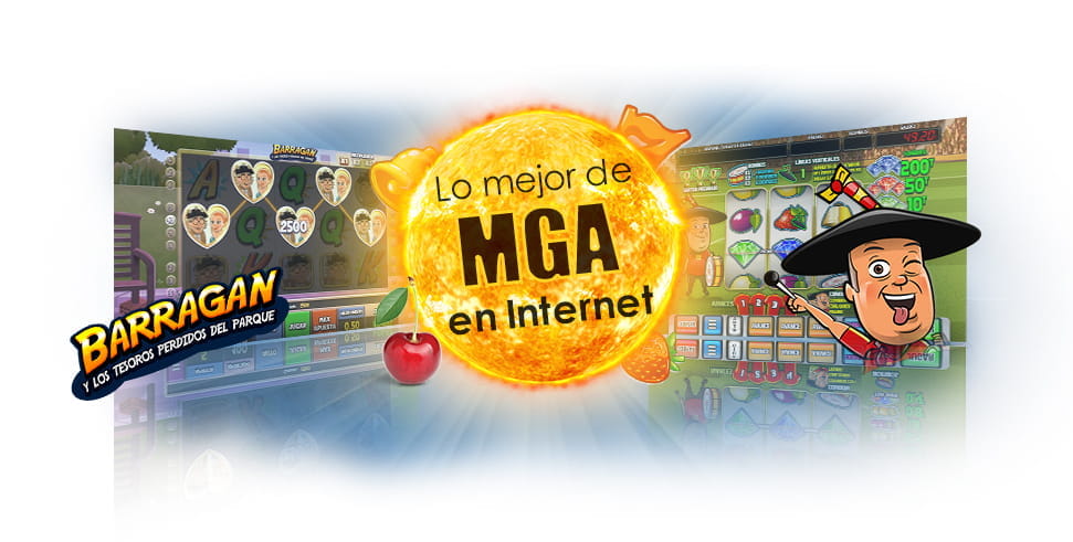 Dos pantallas de los juegos Barragán y Manolo, el del bombo de MGA. En el centro se puede leer lo mejor de MGA en internet