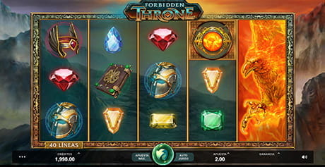 Pantalla de juego de la slot de Microgaming Forbidden Throne.