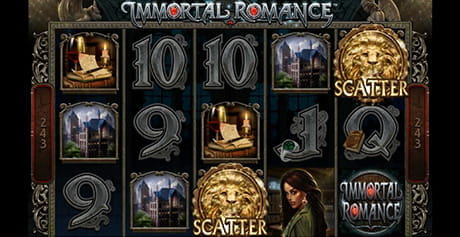 Pantalla de juego de la slot de Microgaming Immortal Romance.