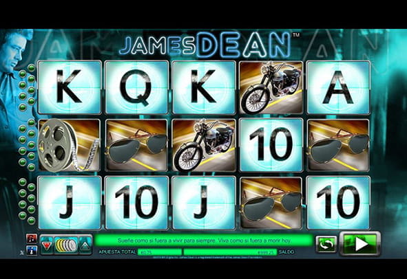 Partida a la slot James Dean con algunos de sus símbolos ambientados en los años 50.