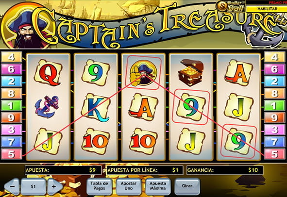 Prueba ahora la máquina Captain's Treasure totalmente gratis, sin registro o ingreso de dinero real.