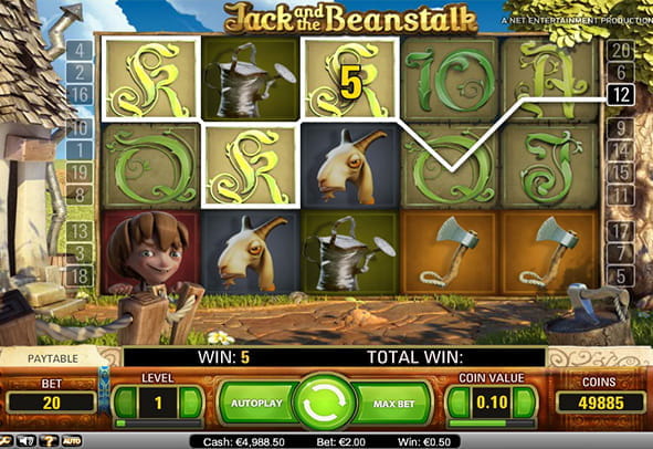 Prueba ahora la máquina Jack and the Beanstalk totalmente gratis, sin registro o ingreso de dinero real.