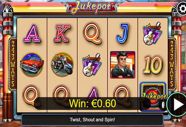 Pantalla de la slot Jukepot online durante una partida.
