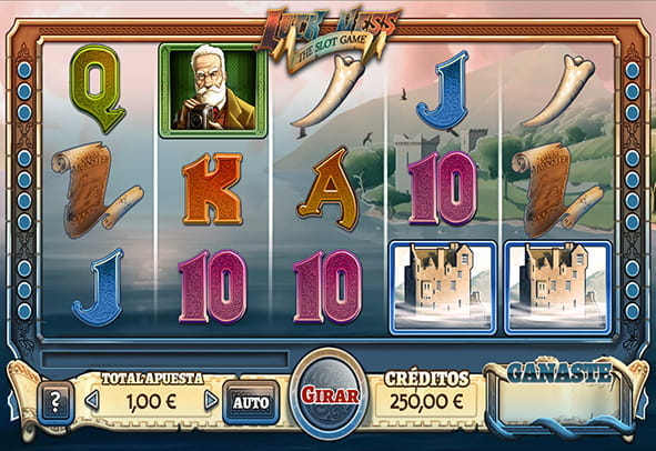 Tablero de la tragaperras Luck Ness para casinos online de España con 5 rodillos y 3 filas.