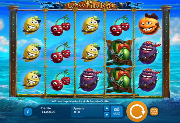 La slot Lucky Pirates con 5 rodillos y 9 líneas de pago.
