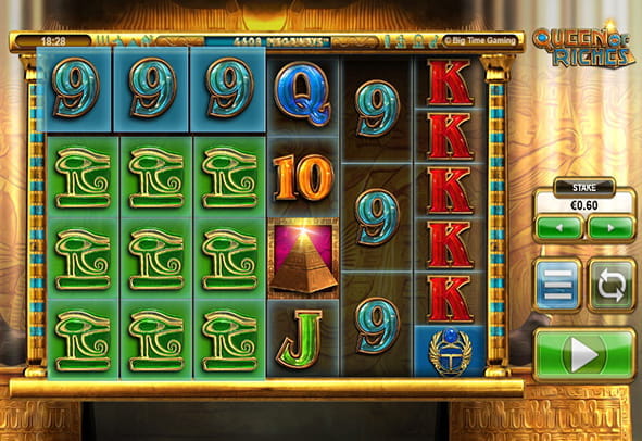 Tablero de la slot Queen of Riches para casinos online.