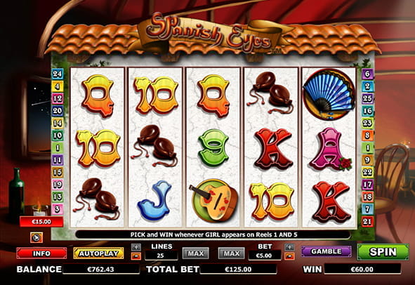 Pantalla de la slot Spanish Eyes de NextGen durante una partida.