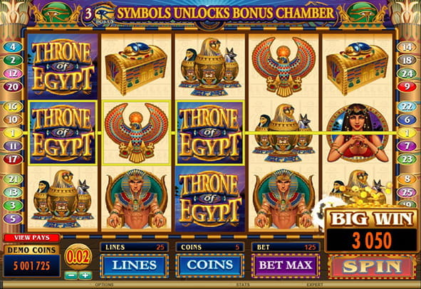 Prueba ahora la máquina Trono de Egipto totalmente gratis, sin registro o ingreso de dinero real.
