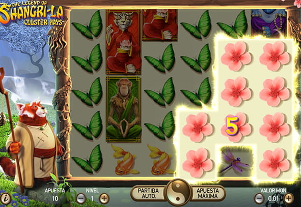 Imagen previa de la slot The Legend of Shangri-La. En el centro, un botón de Juega ahora para probar la versión demo.