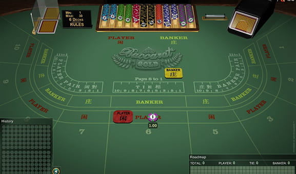 El juego de Baccarat Gold online.