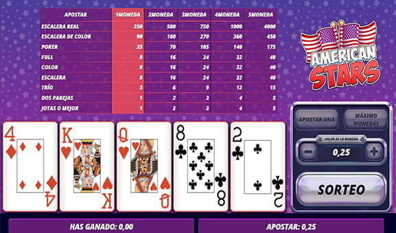 Portada del juego vídeo póker American Stars de Section8 Studio.