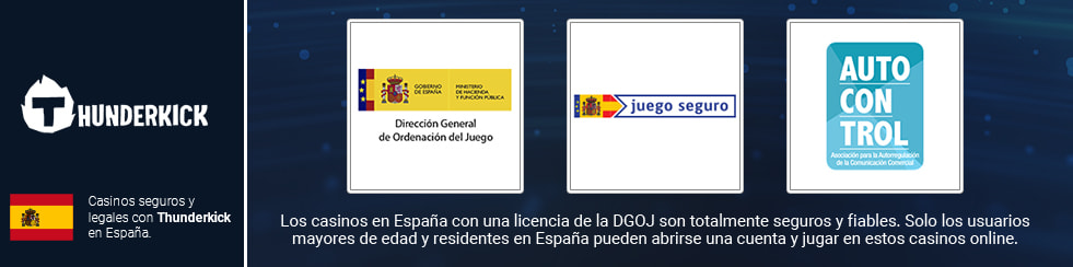 Infografía con los logos de la DGOJ que deben mostrar en sus páginas los casinos con Thunderkick en España