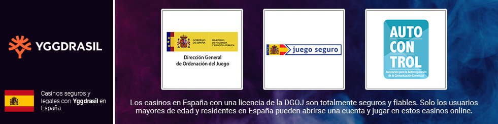 Infografía con los logos de la DGOJ que deben mostrar en sus páginas los casinos con Yggdrasil en España