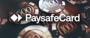 Logotipo de paysafecard y fichas de casino.