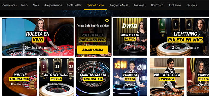Lobby de ruletas live en bwin.