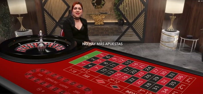 Partida a una ruleta live de Evolution con crupier en el casino en vivo Gran Madrid Casino Online en España.