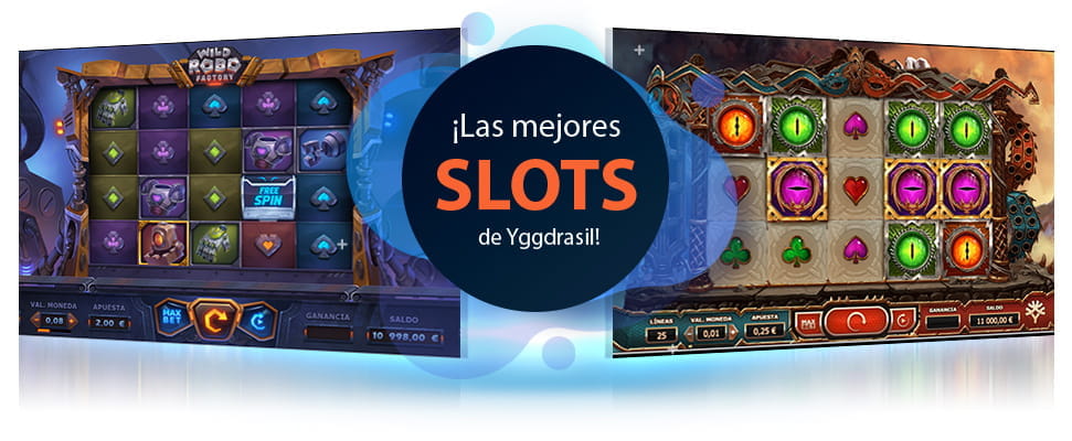 Partidas a las tragaperras Wild Robo Factory y Double Dragons de Yggdrasil.
